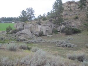 rock trail and formation on grasslands